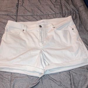 Loft white denim cuffed shorts